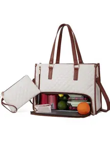 Simple and stylish texture quilted handbag, paired with small bags of the same series, large storage design, multiple back methods, multiple pockets, versatile for commuting and travel, practical and stylish