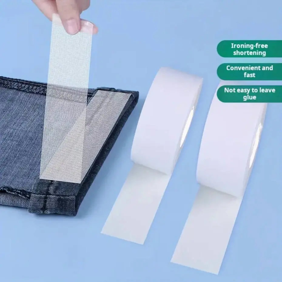 Self-Adhesive Pants Hem Tape, No Sew Hemming Tape, No Sewing Required, Iron-Free, Adjustable 2cm/3cm Width, 10m Roll, Ideal for Long Hems, Long Lasting Adhesive, Long Lasting Bond, Fast Acting Tape