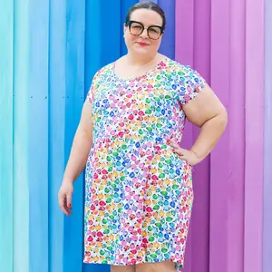 Adult "Jewelbug" Rainbow of Bugs Cap Sleeve Dress with Pockets
