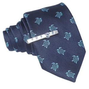 MENDEPOT Men Sea Turtle Necktie Tie Bar Set Birthday Father's Day Whale Tie Clip Gift
