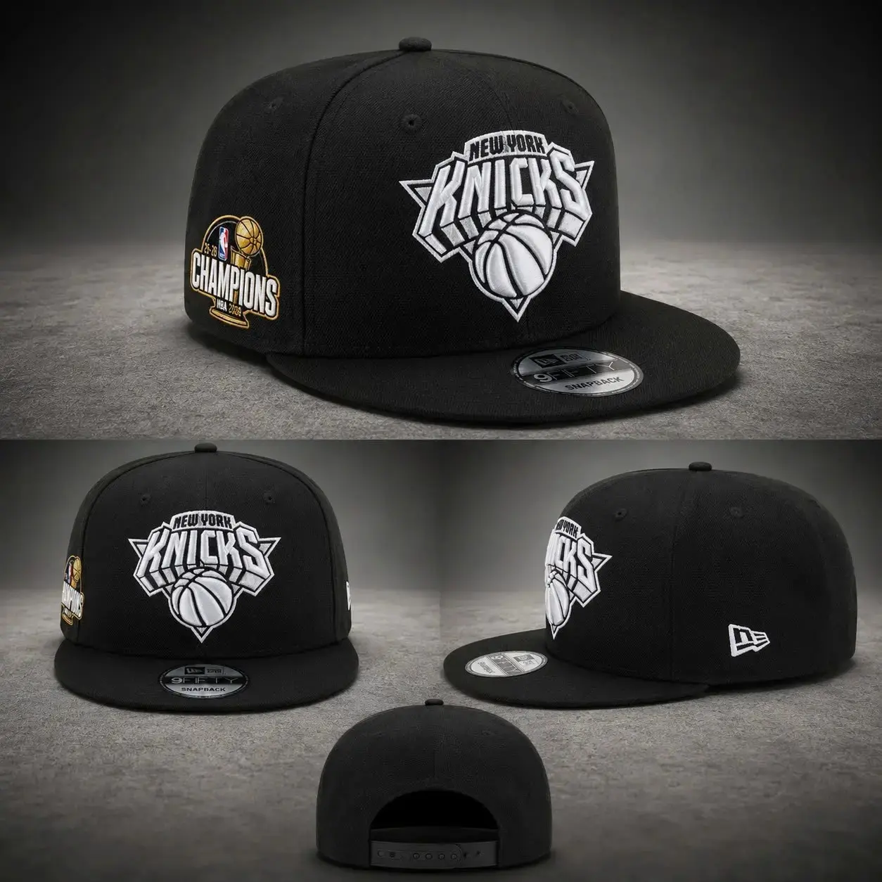 New York Knicks 2026 Champions Sidepatch Black & White 9FIFTY Snapback
