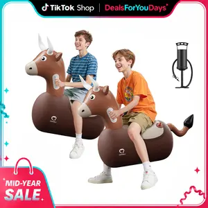 QPAU Kids Bull Toy 1/2PCS Set 220 lbs Weight Capacity Bouncing Animal Bull/Dinosaur-Themed Suitable for Children 5+ Large Size Comfortable and Stable Dual Independent Air Chambers summerwins