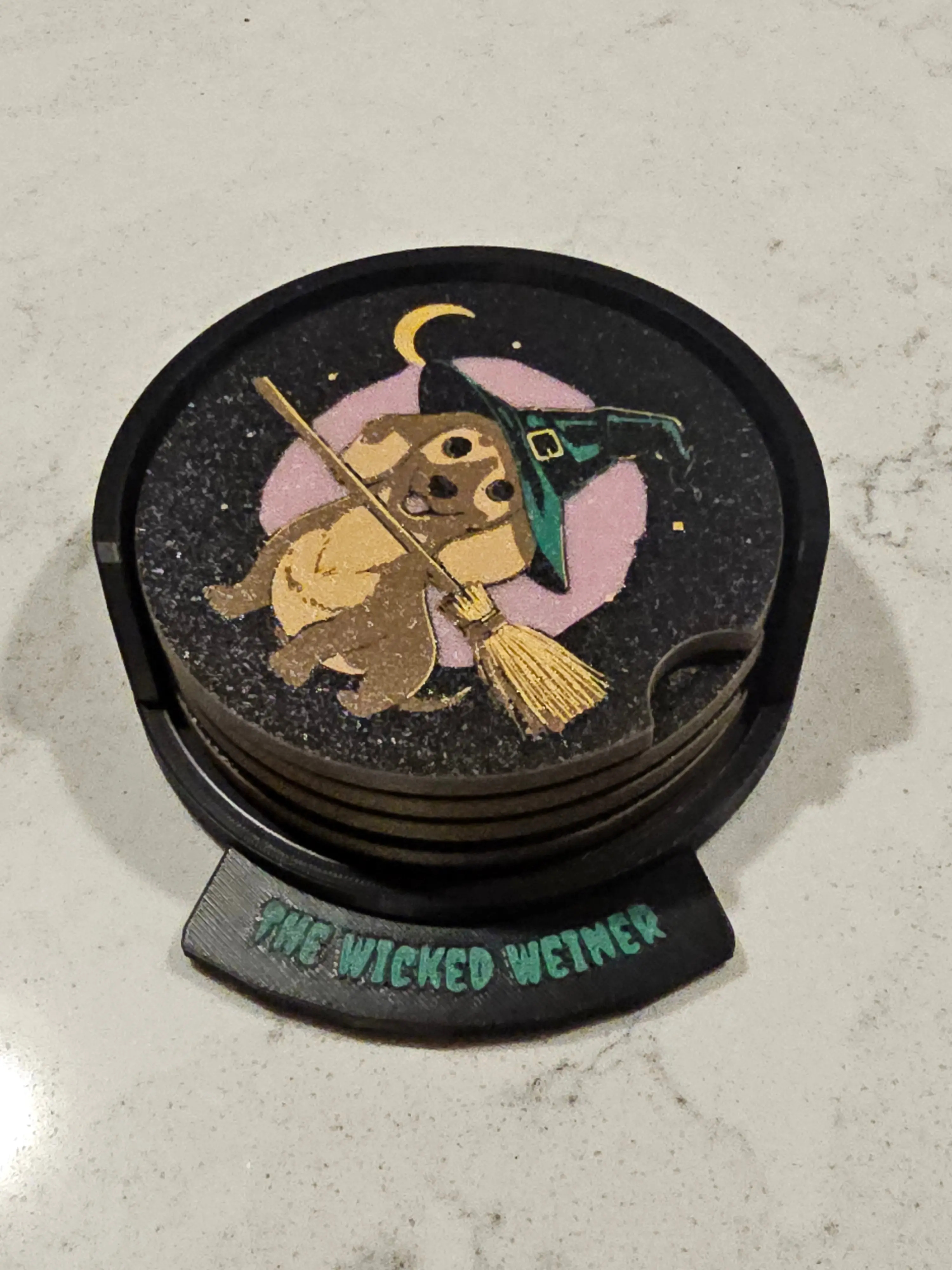 The Wicked Weiner: A Witchy Wiener Dog Coaster Set