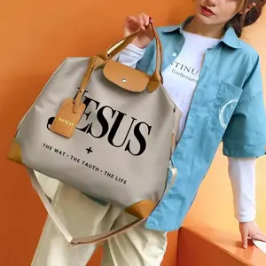 Stylish "JESUS" Pattern Handbag | Large and Durable Shoulder Bag | Women's Crossbody Bag | High-quality Tote Bag | Perfect for Short Trips | Multi-purpose Everyday Bag - Shopping, Fitness, and Going Out