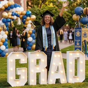 2026 Graduation Decorations - 2.3 FT Large PRE-CUT GRAD  Letters Kit - Mosaic Foam Board Sign - Class of 2026 Congrats Party Supplies for Kindergarten Preschool High School College