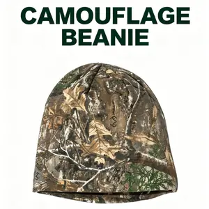 Real Tree Licensed Camo Beanie Skull Knit 60% Cotton 40% Polyester Blend with Acrylic Lining for Comfort and Versatility 8 Inch Length Hat Knitted Winter Hat