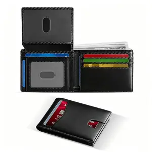 Ultra-Thin Men's Bifold Wallet, Multifunctional RFID Blocking Credit Card Holder, Large Capacity Money Clip, Minimalist Front Pocket Design, With 2 ID Window, Multiple Card Slots, Easily Removable Money And Cards, Pocket Purse, Gift