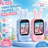 AISOMEX Kids Rabbit Walkie Talkie Toy for Boys and Girls - 2.5-Inch IPS Screen, 2.4G WiFi Connected, Durable ABS Handheld Transceiver, Long-Distance Communication, for Camping and Outdoor Adventures, Pink-Blue Design
