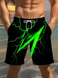 Men's 3D Printed Lightning Pattern Beach Shorts - A must-have for beach vacations. Stylish and versatile casual beach swimwear. Loose, breathable shorts - the ideal choice for casual wear.