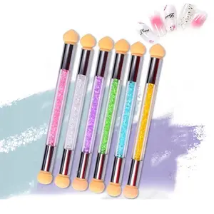 1 Set Nail Art Stamping Sponge Pen with Rhinestone Gradient Pen, Mini Tool Silicone Pen, Glitter Nail Art