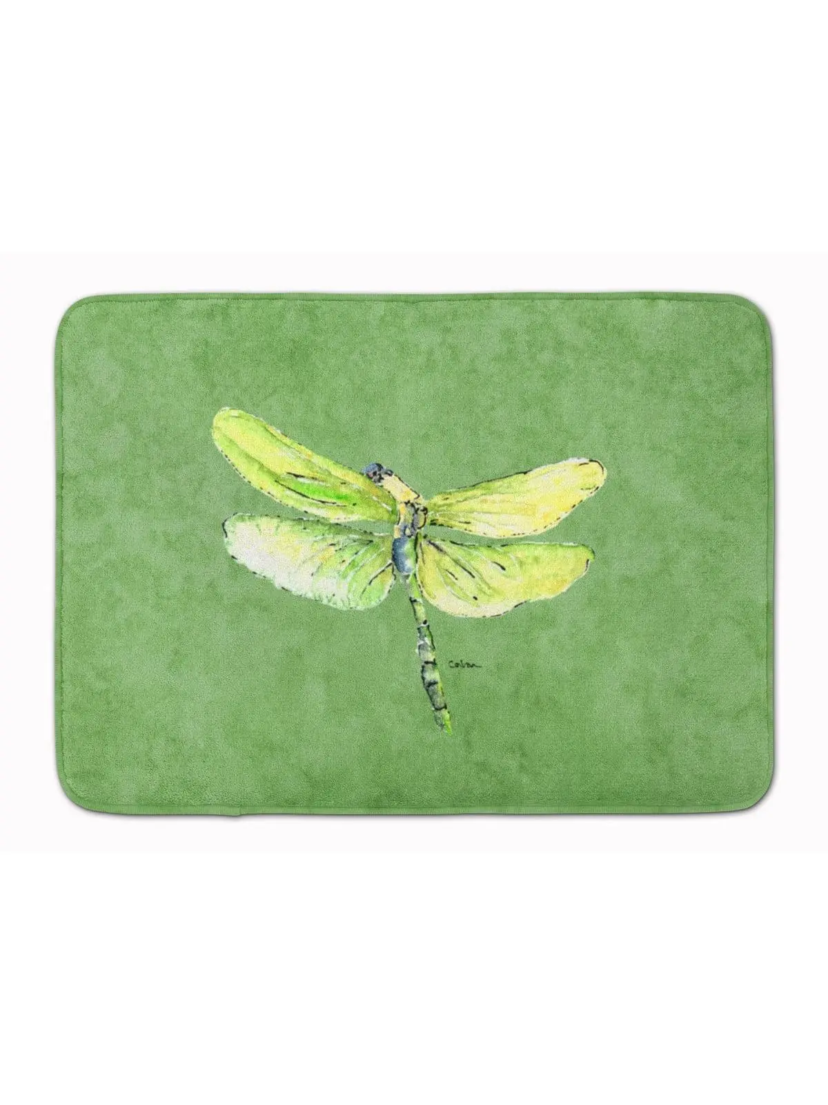 Carolines Treasures 8864RUG Indoor Dragonfly on Avocado Memory Foam Mat, Animals Design, Full-Cushion Memory Foam, 19" h x 0.25" w x 27" l, Machine Washable, Dry in the Dryer on Low Temp