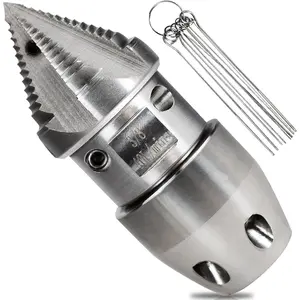 3/8 npt Sewer Jetter Nozzle for 40 L/min Pressure Washer - Stainless, Quickly Rotating for Municipal Drain Pipe