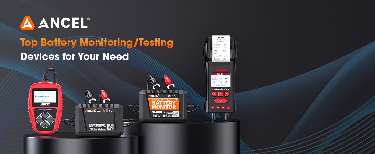 ANCEL BM300 Pro Bluetooth Battery Monitor | 6V/12V/24V Battery Health, Cranking & Charging Test, IP67 Waterproof for Car/Truck/Motorcycle/Boat