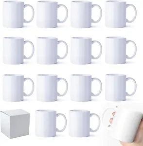 36-Set 11oz Reusable Washable Ceramic Sublimation Coffee Mugs, with White Box, Ideal for Coffee, Soup, Tea (Cup for Daily Drink Use)