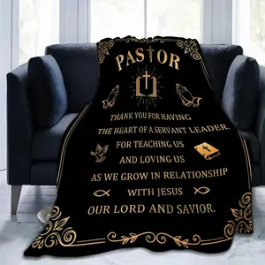 Luxurious and Elegant Pastor Thanksgiving Blanket - Men's Inspired Christian Gift. Suitable for Birthday. Father's Day. Christmas and Thanksgiving - Soft Polyester Material. with Bible Verses. Cross and Hands of Prayer Design - Pastor Appreciative