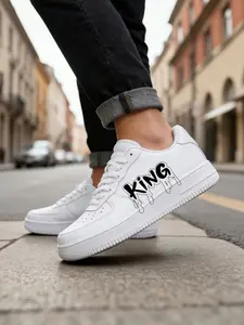 Customizable Retro Style Sneakers, Casual Board Shoes for Men, Unique Design Low Top Athletic Footwear, Comfortable Daily Wear