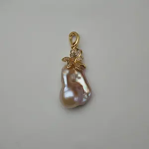 P522  Fresh water baroque pearl pineapple pendant