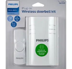 Plug-In Doorbell Kit with 2 Melodies, White Home Visitor Alert System