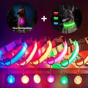 USB Rechargeable LED Waterproof Dog Collar with Detachable Light