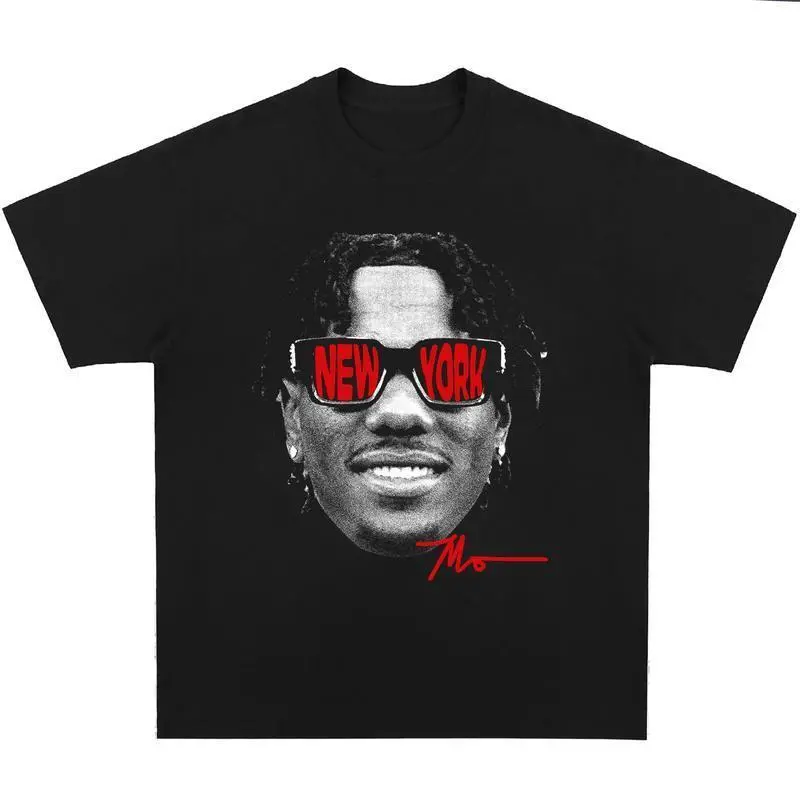 Malik Nabers Signature Big Head Graphic T-Shirt For Streetwear And Hip Hop Style In Soft Cotton Crewneck Fit
