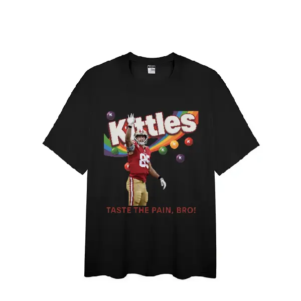 Women's George Kittle Pain Brothers Casual Cotton Short-Sleeve Breathable T-Shirt, 49ers Game Day Top, Unisex Football Meme Tee for Fans, Tops, Shortsleeve, Soft, Game Day Print, Breathable Tee, Game Print