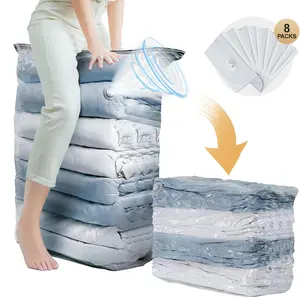 8 Pack Vacuum Storage Bags,  Cube (31x40x15 Inch), Large Vacuum Seal Bags for Bedding, Comforters, Blankets, Clothing, Closet Space Saving, Clear