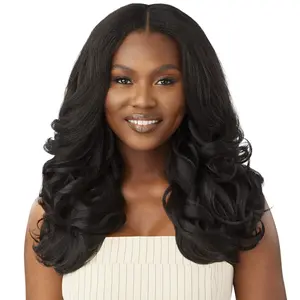 Outre Big Beautiful Hair Leave Out Wig Human Hair Premium Blend U-Part Cap Wig - DOMINICAN BODY CURL 20"
