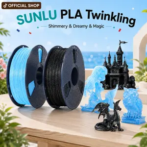 SUNLU Twinkling PLA 3D Printer Filament, 1.75mm, 0.02mm Precision, 1kg, Smooth Extrusion & Print, No Clogging, Fine Sparkle, Fits Most 3D Printers, Top Gift Choice