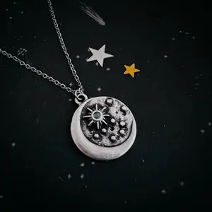 North Star Pendant Necklace with Opal - Celestial Jewelry