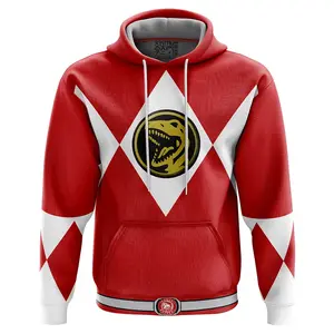 Red Ranger Mighty Morphin Power Rangers Hoodie - Ape Zip Hoodie - Hoodies Japanese Anime Style Zip Up Hooded Sweatshirts Men Women Fashion Y2k Oversized Pullovers