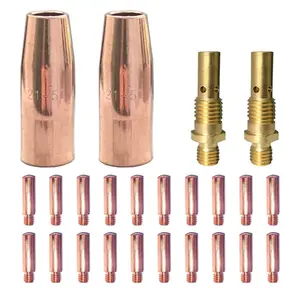 24Pcs Welding gun accessory 0.035" kit for Lincoln Magnum 100L or Tweco Mini/#1 Mig gun: 20pcs Contact Tips 11-35 0.035" + 2pcs gas nozzles 21-50 1/2" + 2pcs gas diffusers 35-50