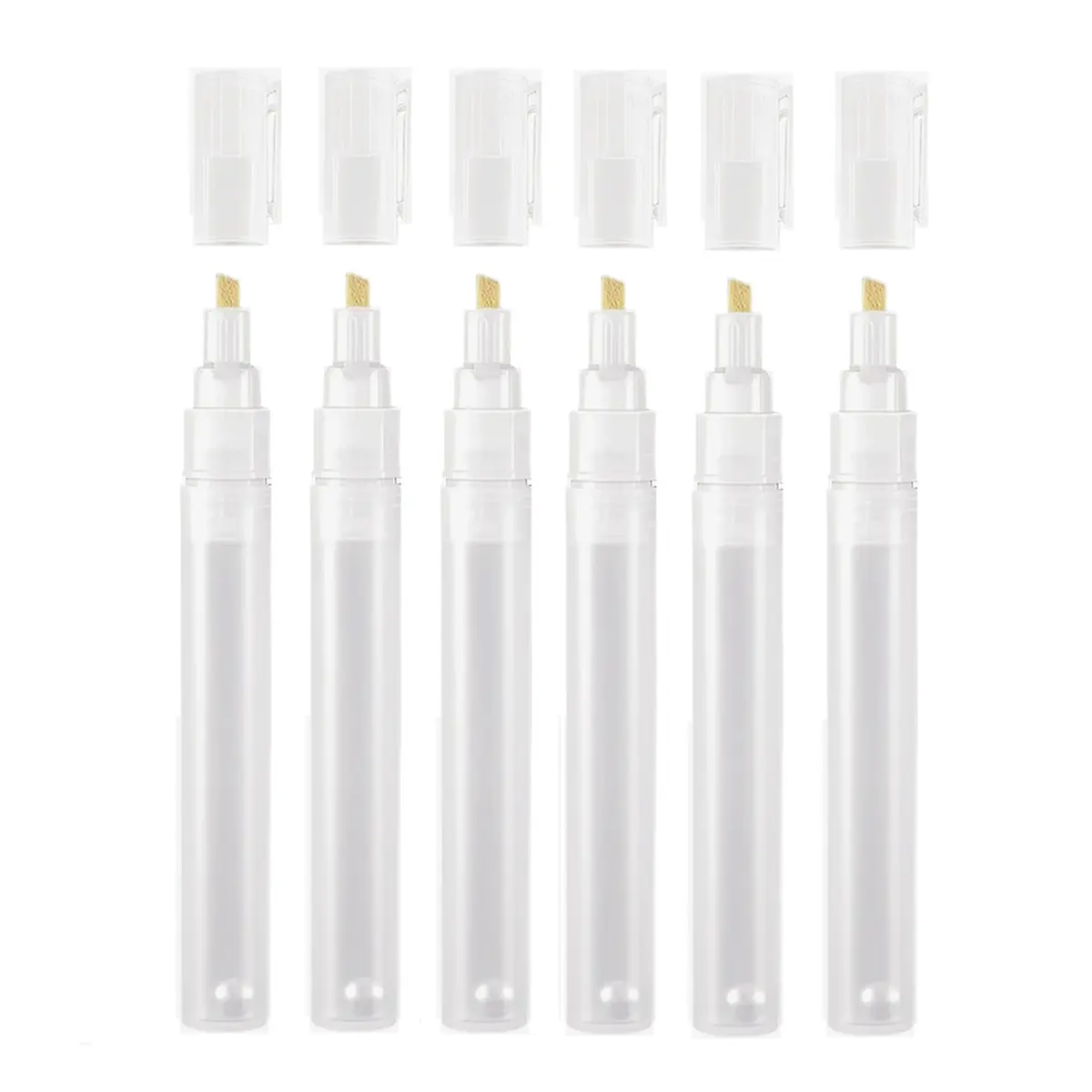 6Pcs 6mm Round Tilted-Head Empty Fillable Paint Touch Up Markers for Drawing, Artist, Writing, Art Painting Crafts (Tools & Hardware Hand Tools Accessory), Ink