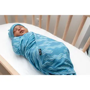 BAMBOO BLANKET - Waves, Soft Bamboo Baby Swaddle Blanket
