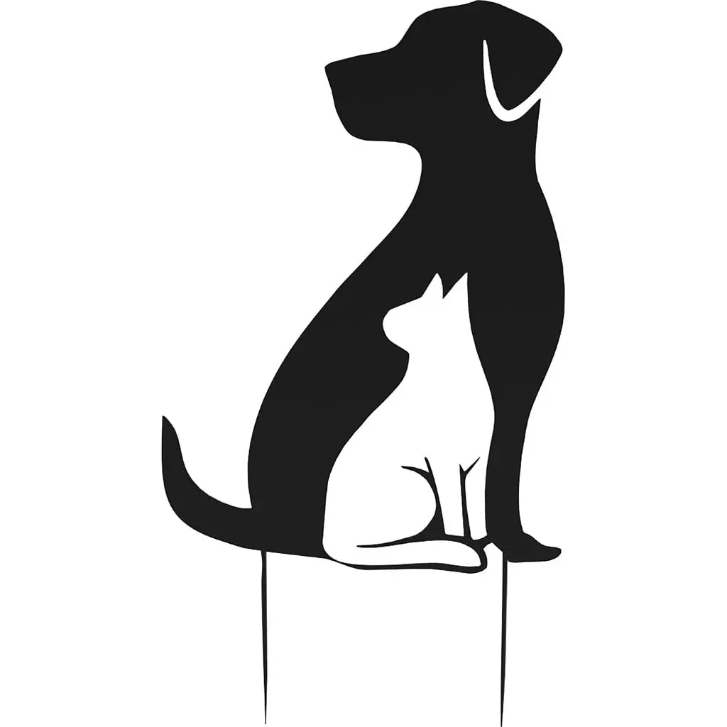 Panacea Products 86943 24 in. Dog with Cat Shadow Yard Stake - Case of 4