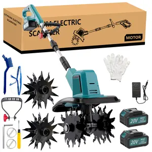 【FathersDay Gift】KITESDER 20V Cordless Tiller Cultivator, 360RPM Electric Garden Power Tool with Ergonomic