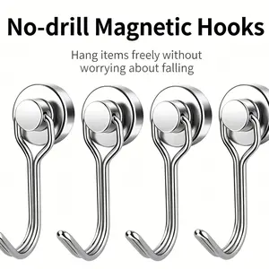 Strong Magnetic Hook, No Drilling Wall Mount, Adhesive Hanger, Bathroom Kitchen Door Back, Traceless Iron Magnet Stick Hook
