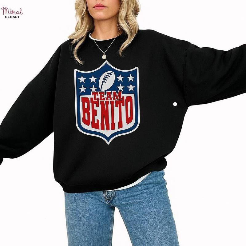 [Sale Up To 50%] Team Benito Sweatshirt – Retro Football Shield Graphic Crewneck Pullover