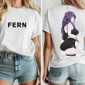 Fern Frieren Beyond Journey's End T-shirt Men's Clothing Vintage Washed Oversized T Shirt Pure High Quality Cotton Tees Tops good graphic