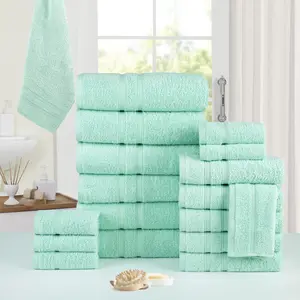 Bibb Home 18 Piece Zero Twist Egyptian Cotton Towel Set Bath Hand