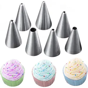 7Pieces Round Hole Russian Piping Nozzles Set,Stainless Steel Pastry Tips, Graduated Sizes,Nozzles Tips Piping Set For Pastry Fondant, Cake Decorating Supplies Baking Set Tools Bakeware Kitchen