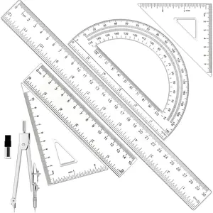 Compass and Protractor Set, Geometry Set Drafting Tools with Protractors Rulers Compasses Math Set Back to School Supplies for Students Teacher