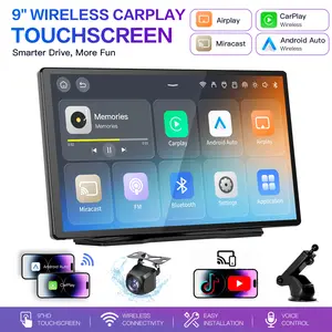 【DealsForYourDays】2026 Upgraded Wireless CarPlay Screen: 9-inch IPS Touchscreen supporting CarPlay, Android Auto, Mirror Link (supports tiktok and youtube), Backup Camera, Navigation, and Voice Assistant