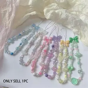 Sweet Style Bow Heart Beaded Phone Chain, Multi-Color Y2K Girl Heart Ccd Camera Strap, Bag Charm, Phone Accessory, Baby Pendant, Phone Charms, Phone Lanyard, Mobile Phone Chain, Cellphone Accessories