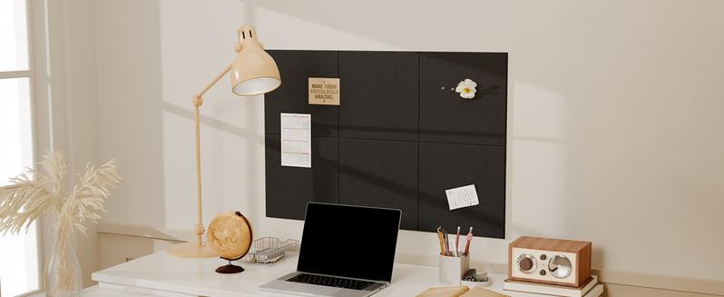 Cork board, 6 square message boards, wall decor, photo board, office decor, home decor, office supplies, school supplies, decorative items, felt message board tiles - 28"x18" cork board alternative, surface organizer board girl room accessories