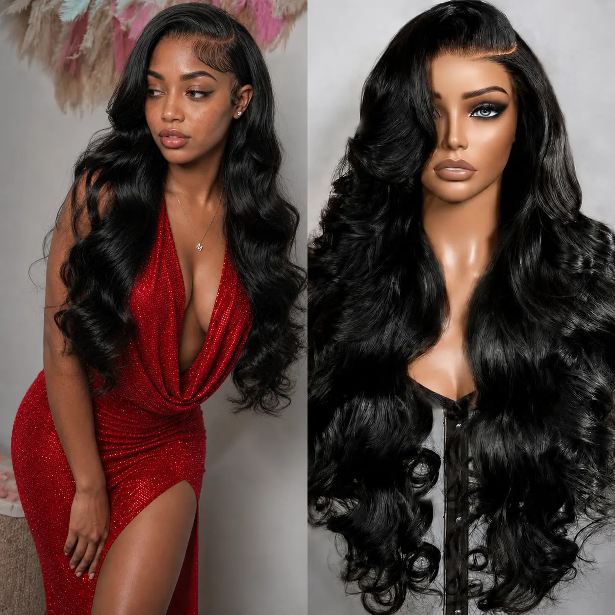 13x4 HD Transparent Lace Front Human Hair Wig, 180% Density Pre-Plucked Natural Hairline with Baby Hair, Body Wave, Deep Wave & Straight Styles, Natural Black Lace Frontal Wigs for Black Women