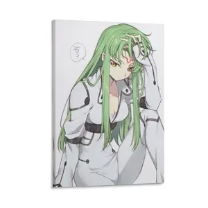 Code Geasse Anime Girl C.C.  Wall Art Canvas. Poster Painting. Art Gift. Canvas Poster Bedroom Decor Sports Landscape Office Room Decor Gift anime manga art print Decoration Photo Frames Ornaments Artistic Frame-.