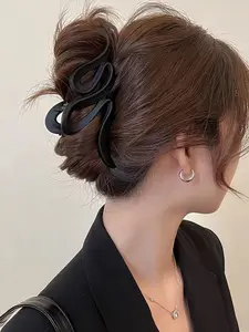 Women's Matte Wave Large Hair Claw, Claw Clips, Simple Vintage Style, Back of Head Bun Clip, Shark Jaw Clip for Daily Use