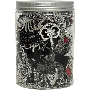 Aria Jewels Mysterious Jar, Gothic Surprise Set for Women, Includes Gothic Punk Witch Lace, Earrings, Rings, Bracelets, and Hair Clips, Unique Gothic Style Box Gift