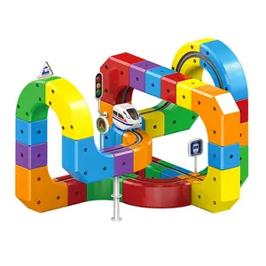 Electric Assembled Building Block Toys Small Train Track Cube with Dumpling Squishy Squinkies for Kids - Sensory Stress Relief Building Block Set for Toddlers & Children