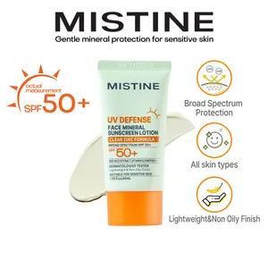 NEW【MISTINE OFFICAL】UV Defense  Mineral Face Lotion  SPF 50+/Clear Formula, Gentle for Sensitive Skin Daily Dermatologist Tested Sunscreen